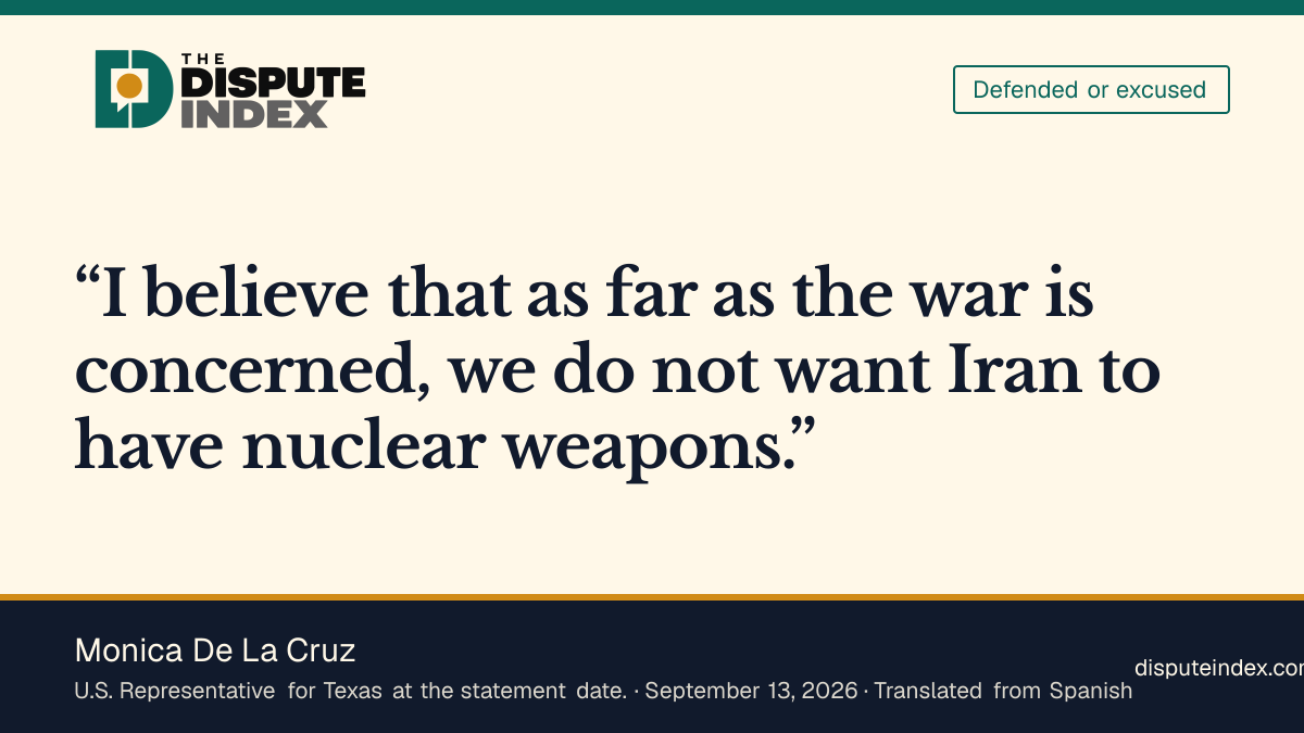 Quote card: Monica De La Cruz, Monica De La Cruz on the Iran war