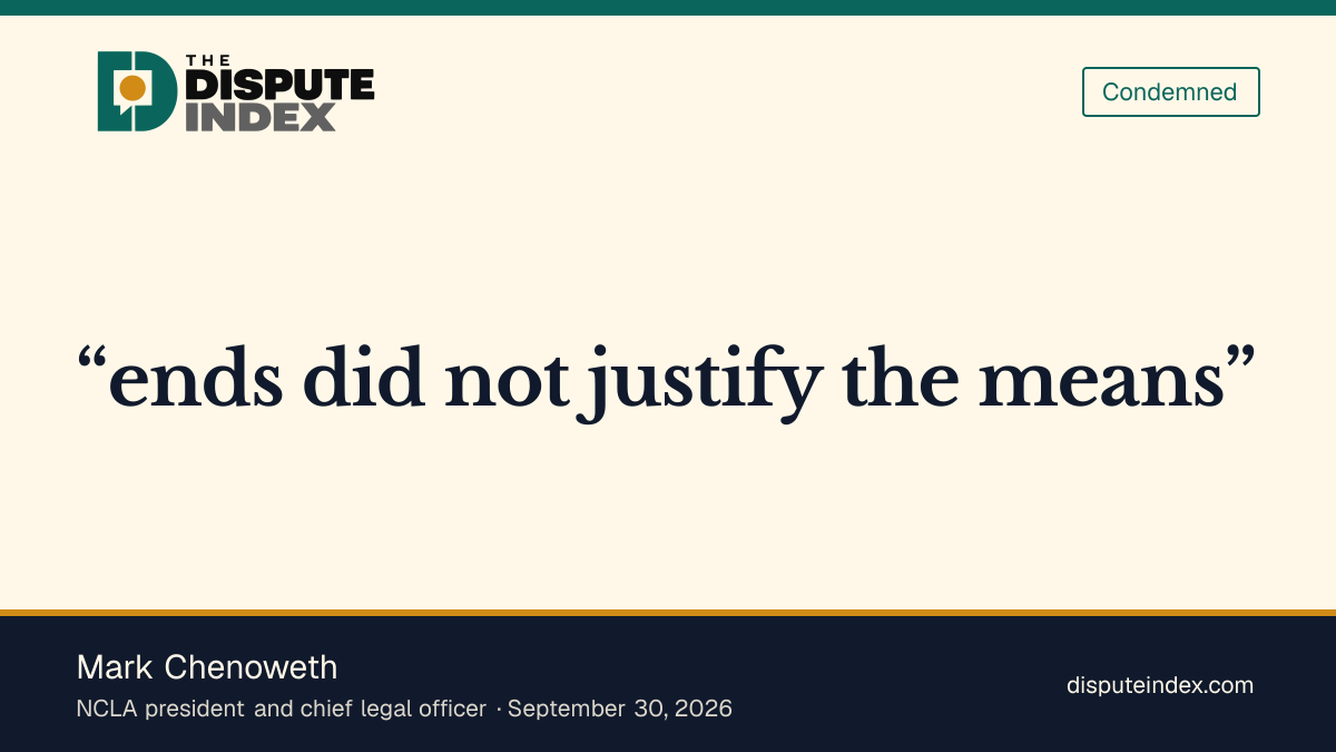 Quote card: Mark Chenoweth, Chenoweth says prosecutors' aims did not justify Smith's methods