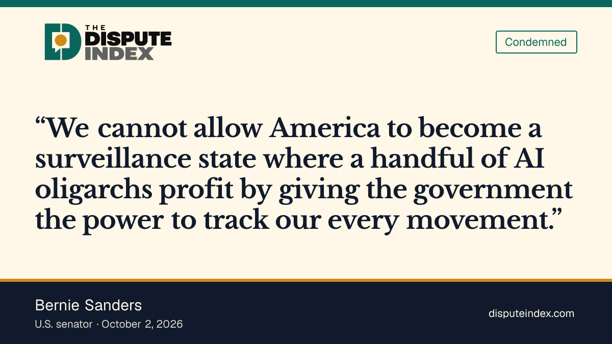 Quote card: Bernie Sanders, Sanders backs a federal ban on automatic license plate readers