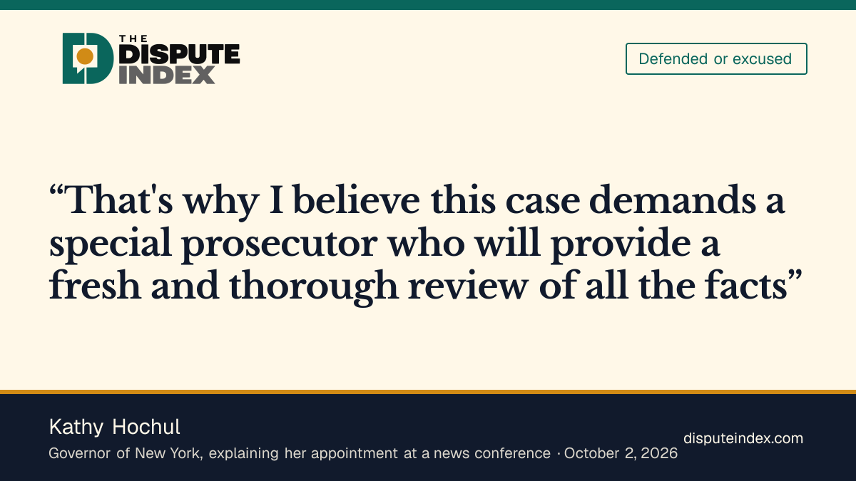 Quote card: Kathy Hochul, Hochul explains why she appointed James after reports of an incomplete police account