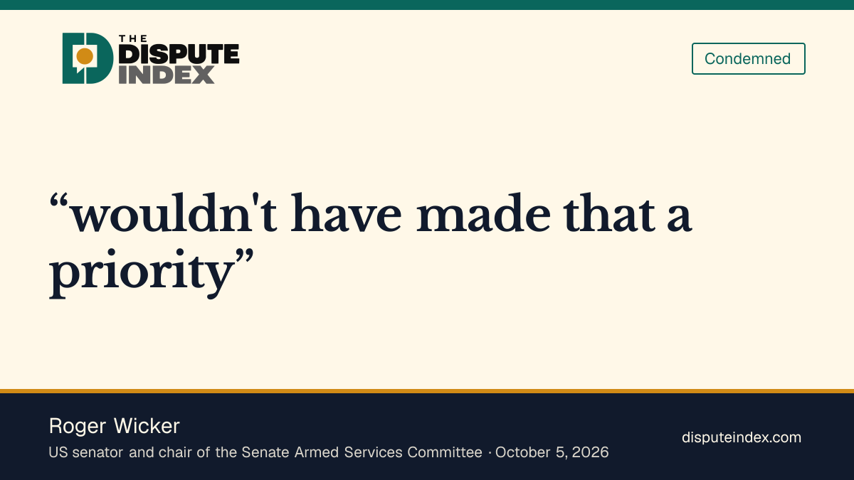 Quote card: Roger Wicker, Wicker says the reductions would not have been his priority