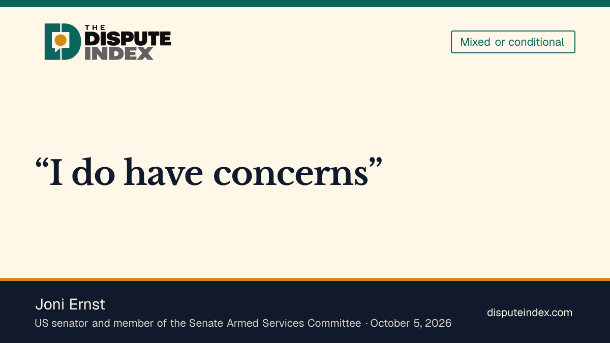 Quote card: Joni Ernst, Ernst asks Hegseth for a plan and justification