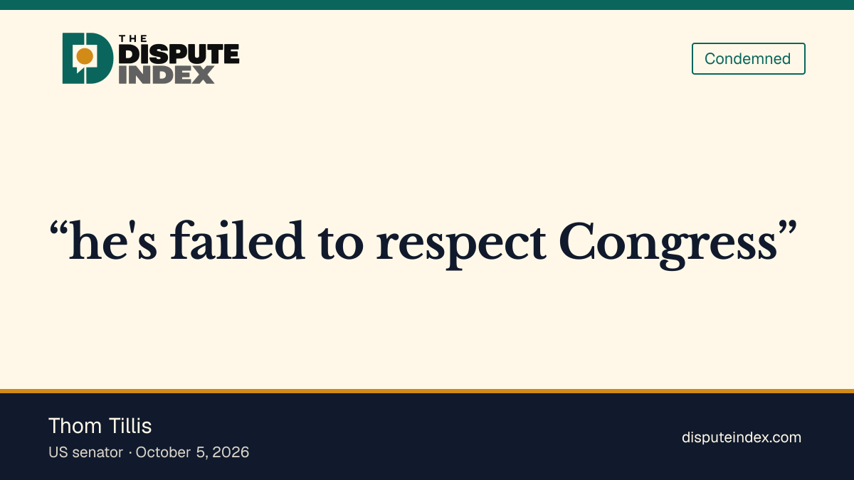 Quote card: Thom Tillis, Tillis criticizes Hegseth's engagement with Congress