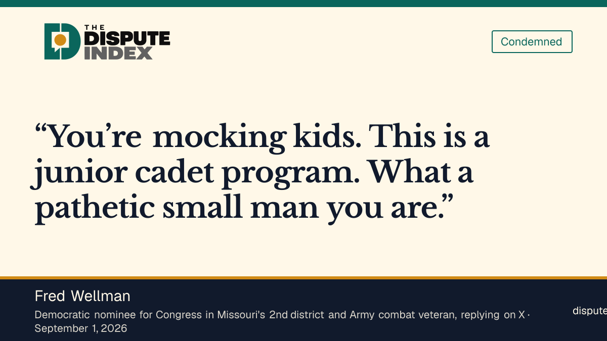 Quote card: Fred Wellman, Fred Wellman says Hegseth is mocking kids in a junior cadet program