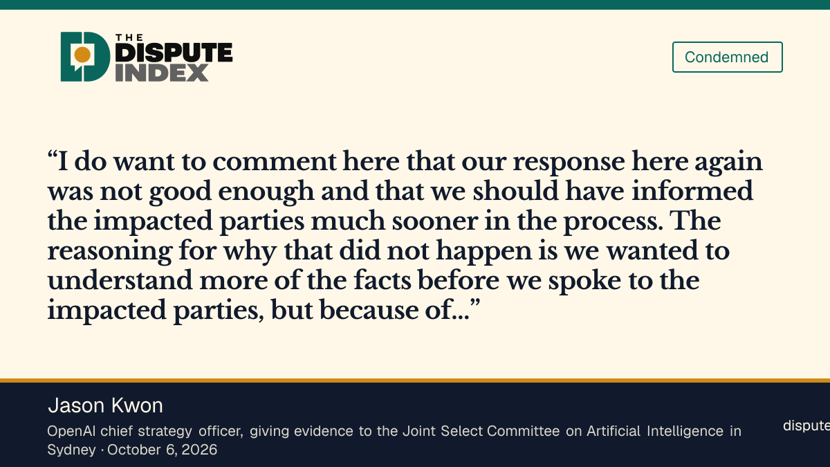 Quote card: Jason Kwon, Jason Kwon says OpenAI should have told affected agencies much sooner