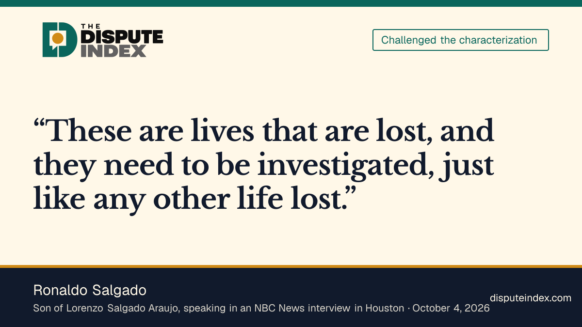 Quote card: Ronaldo Salgado, Ronaldo Salgado calls for investigation of Martinez and other immigration-officer killings