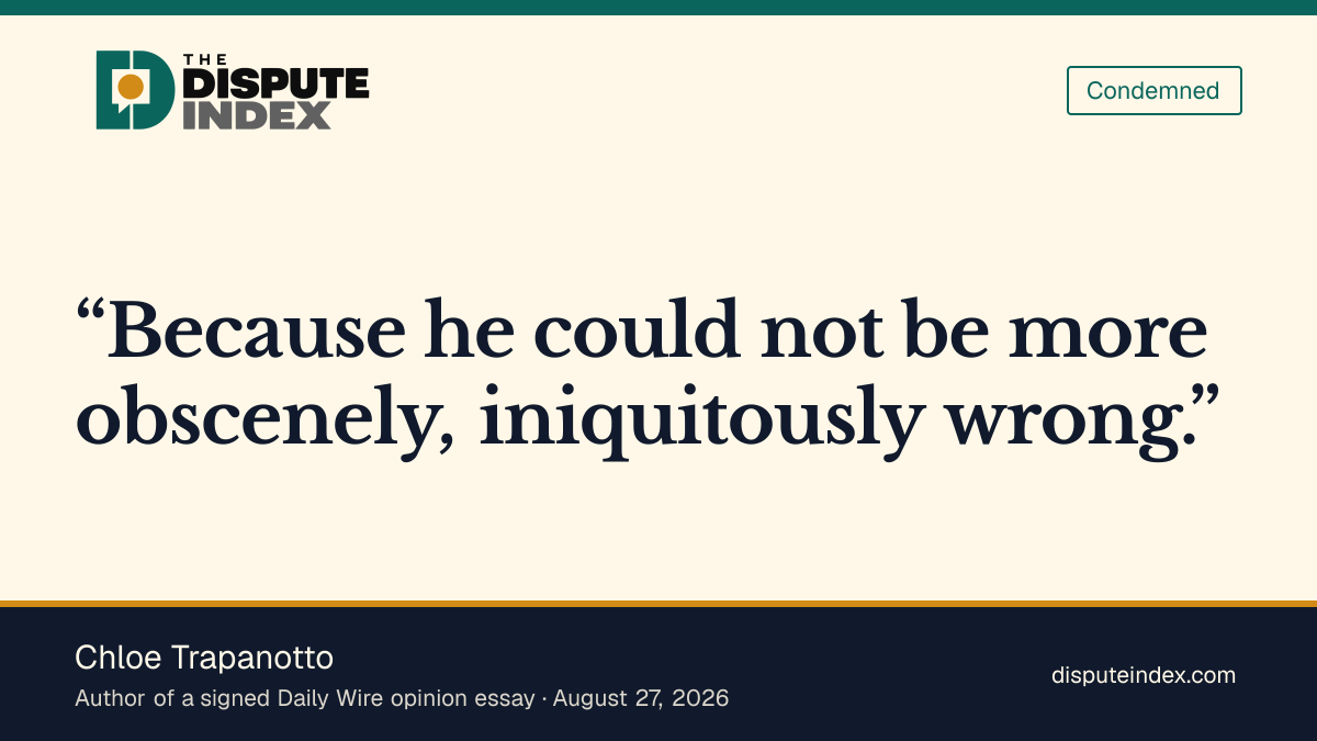 Quote card: Chloe Trapanotto, Trapanotto condemned El-Sayed's comparison, contrasting church governance with religious rules enforced by a state.