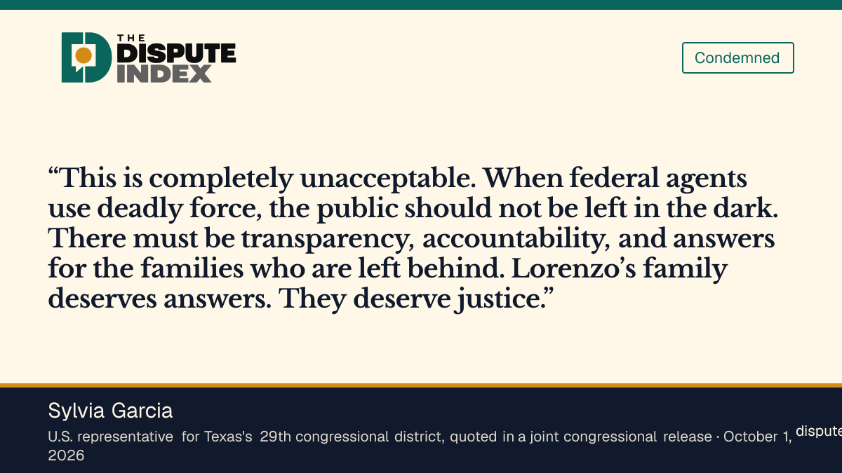 Quote card: Sylvia Garcia, Garcia calls the lack of answers after Salgado Araujo's killing unacceptable
