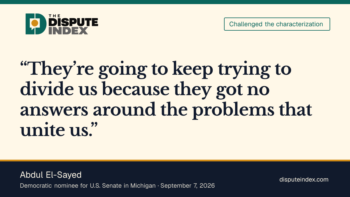 Quote card: Abdul El-Sayed, El-Sayed response to recurring Muslim Brotherhood attacks