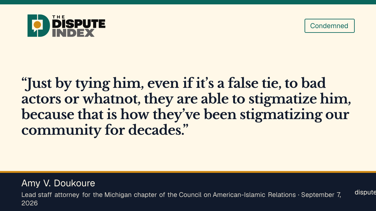Quote card: Amy V. Doukoure, Amy V. Doukoure on recurring Muslim Brotherhood allegations