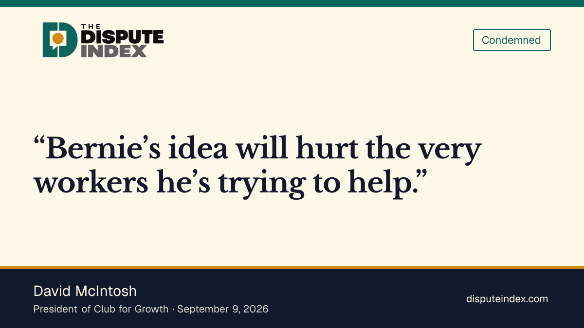 Quote card: David McIntosh, McIntosh says the 32-hour-workweek proposal would harm workers