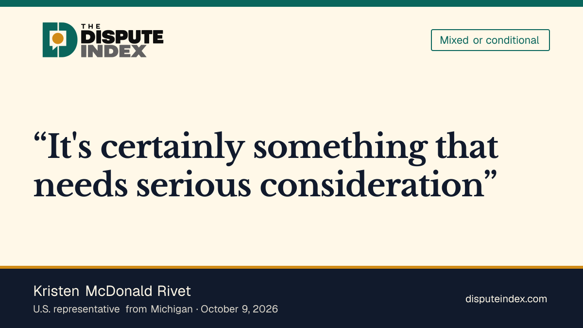Quote card: Kristen McDonald Rivet, Rivet calls for consideration of impeachment