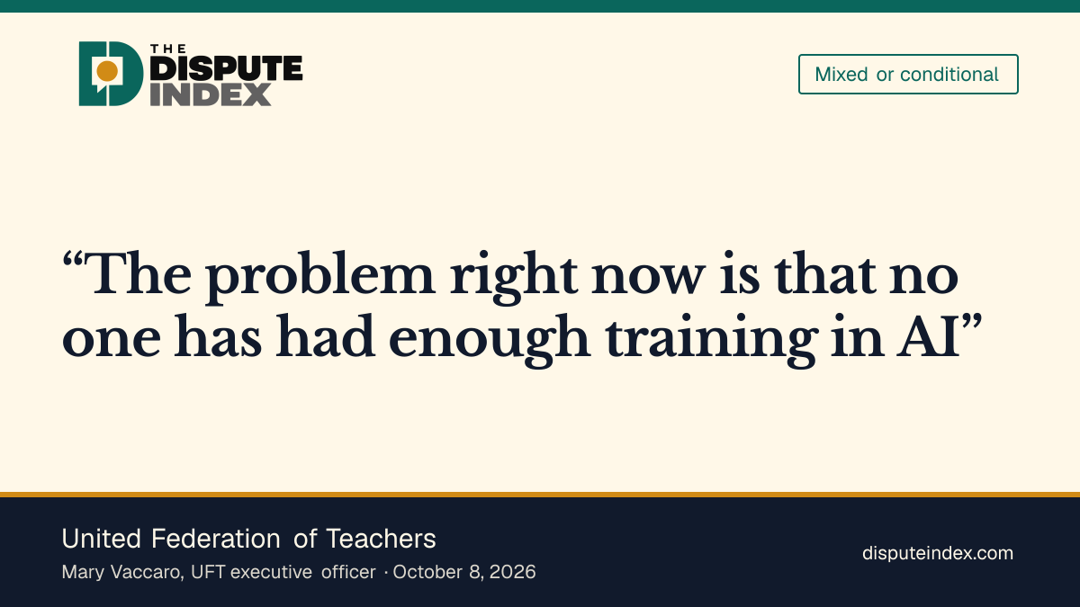 Quote card: United Federation of Teachers, UFT warns about inadequate AI training