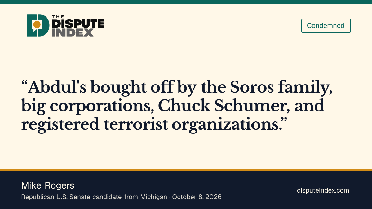 Quote card: Mike Rogers, Rogers repeats terrorist-organization funding charge