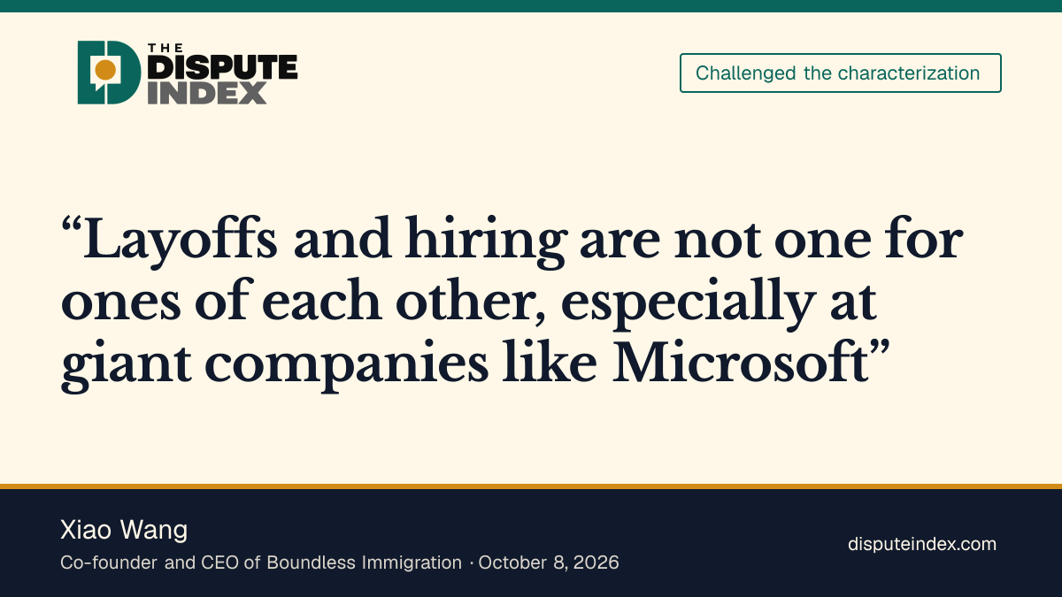 Quote card: Xiao Wang, Wang challenges the one-for-one replacement inference