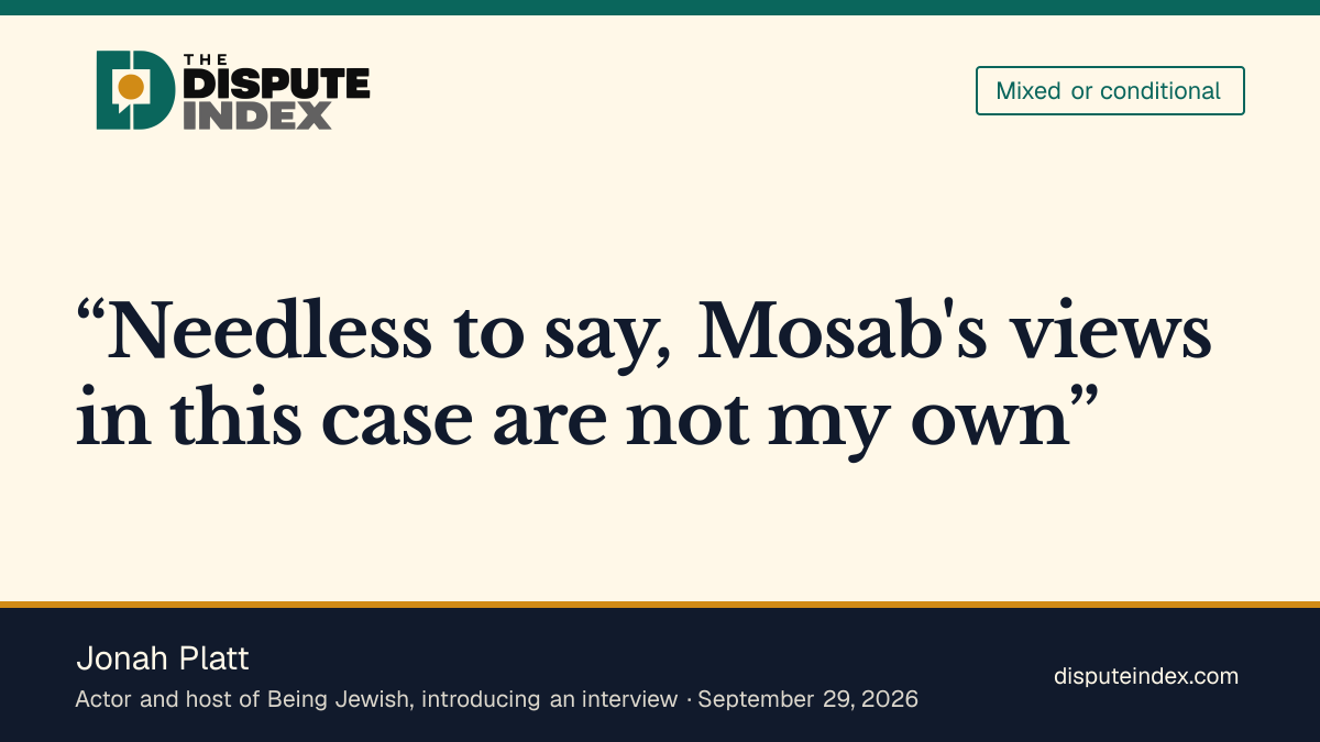 Quote card: Jonah Platt, Platt disavows Yousef's views while defending interview