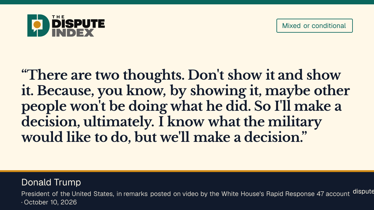 Quote card: Donald Trump, Trump says there are "two thoughts" on showing Hasan's execution and he will decide