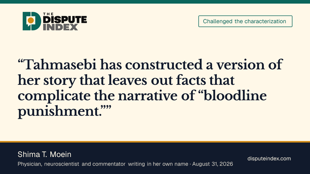 Quote card: Shima T. Moein, Shima Moein challenges the bloodline-punishment account