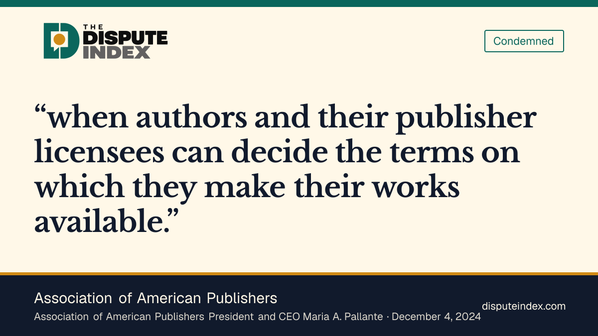 Quote card: Association of American Publishers, AAP says authors and publishers should control the terms of digital access