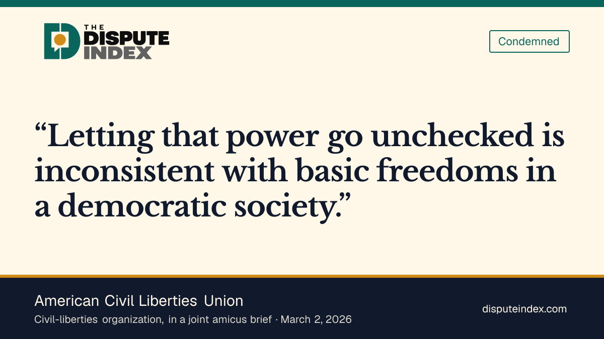 Quote card: American Civil Liberties Union, ACLU rejects the government's no-search position