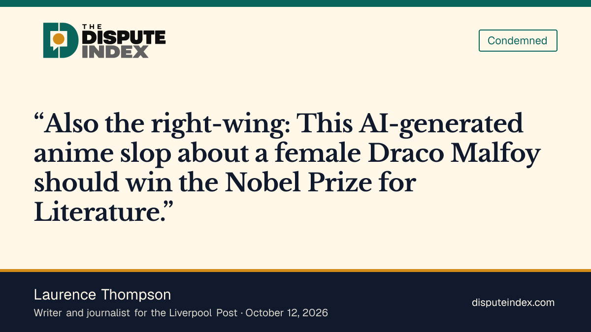 Quote card: Laurence Thompson, Laurence Thompson mocks the Malfoid Nobel comparison