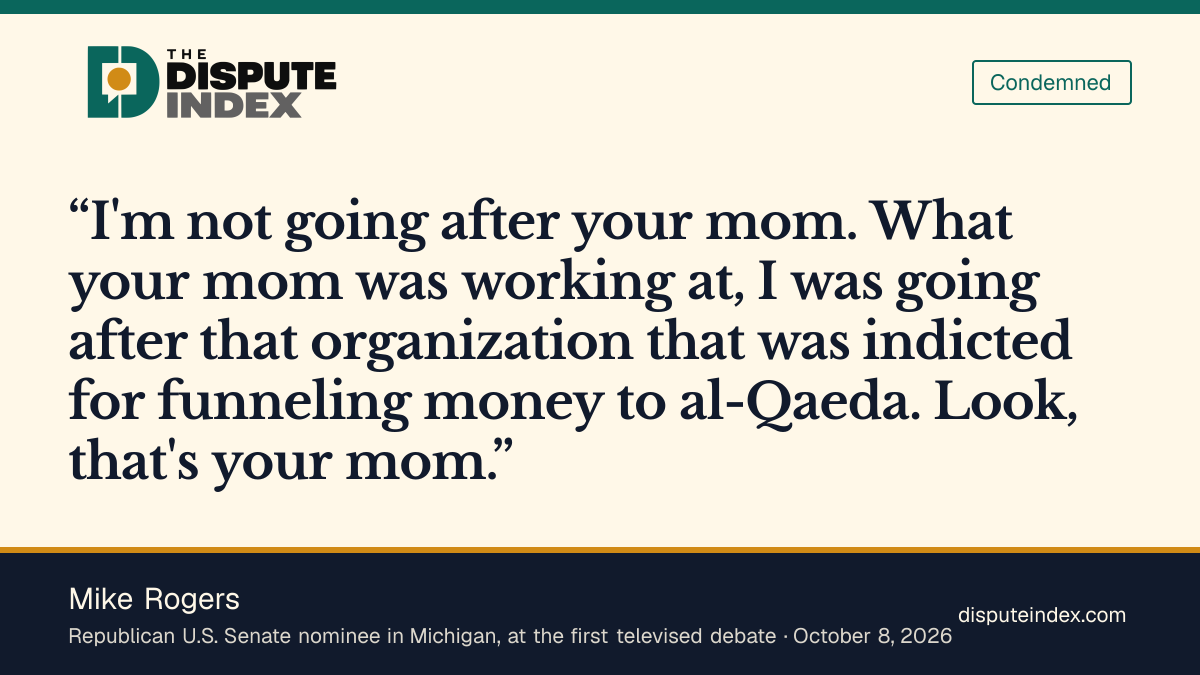 Quote card: Mike Rogers, Rogers ties El-Sayed's mother's former employer to al-Qaeda