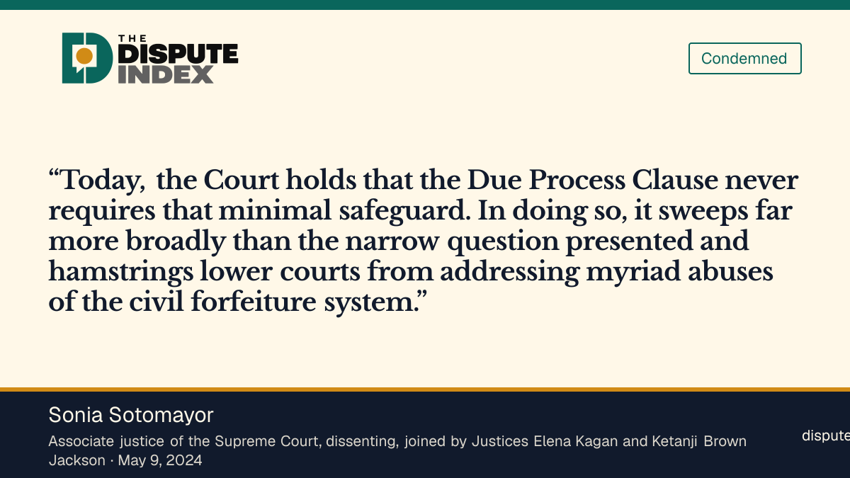 Quote card: Sonia Sotomayor, Sotomayor dissents, saying the ruling denies a minimal safeguard