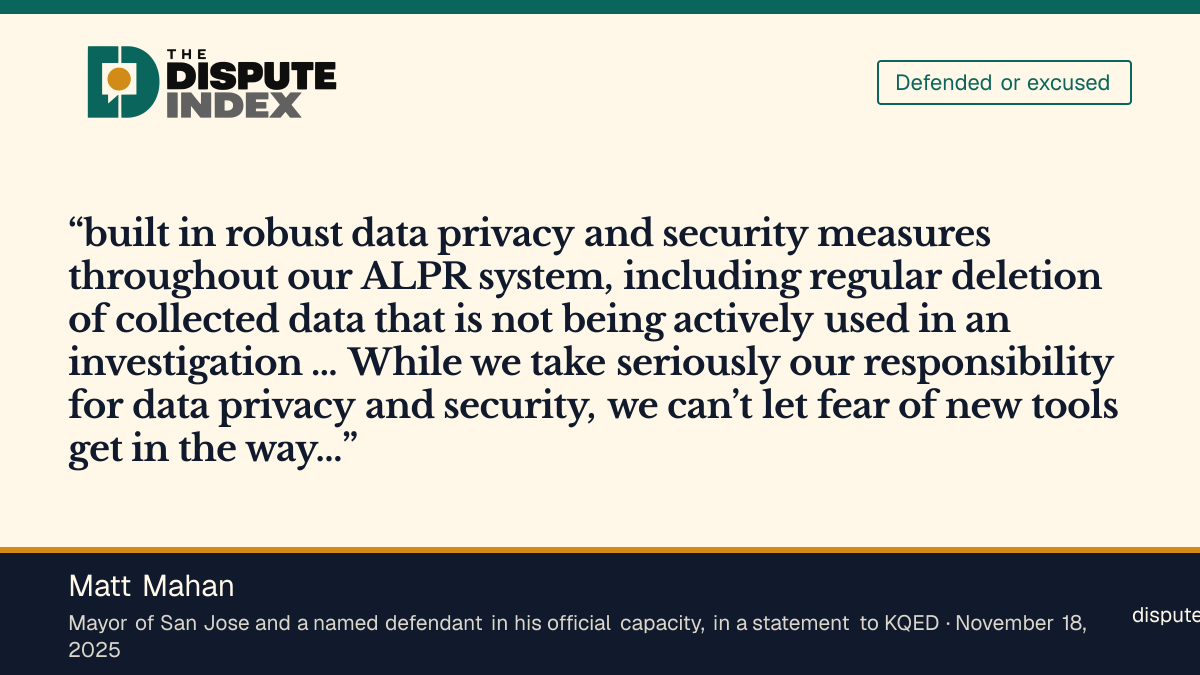 Quote card: Matt Mahan, Mayor Matt Mahan says San Jose "can't let fear of new tools get in the way of the safety of our families"
