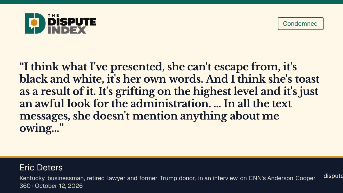 Quote card: Eric Deters, Deters says he owes Guilfoyle nothing and plans to sue for defamation