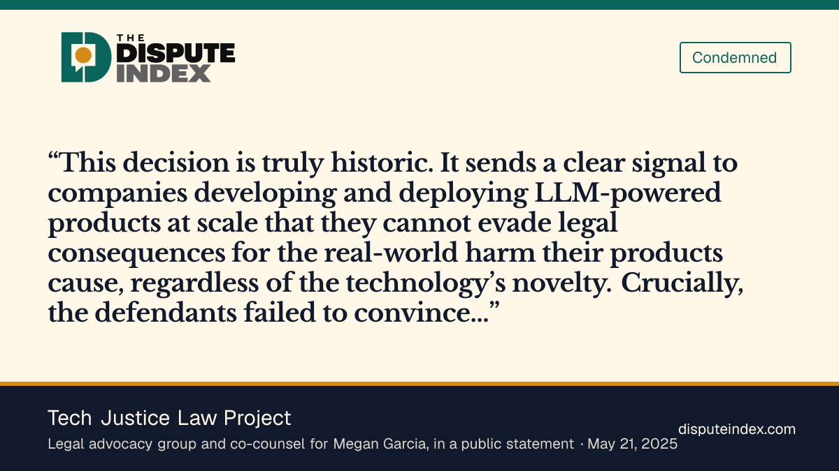 Quote card: Tech Justice Law Project, Tech Justice Law Project welcomes the court's First Amendment ruling