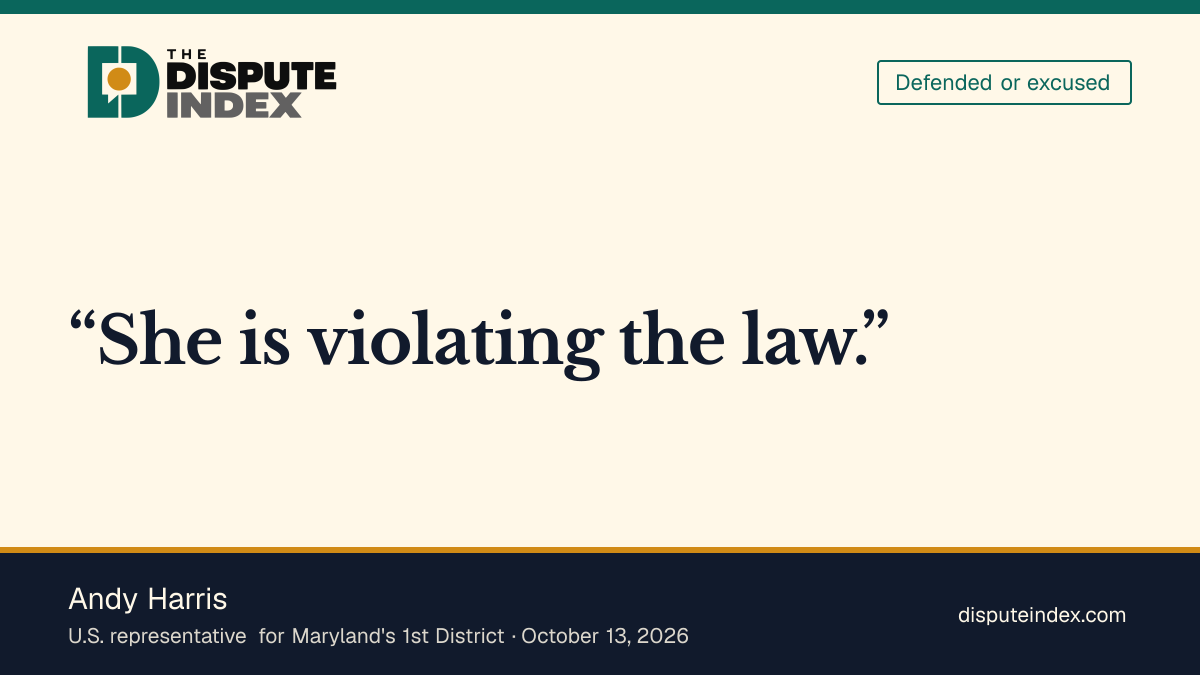 Quote card: Andy Harris, Harris says Murphy's recording violates the law