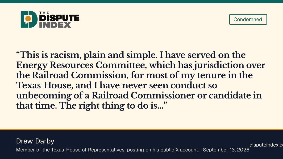 Quote card: Drew Darby, Darby calls for deletion and an apology