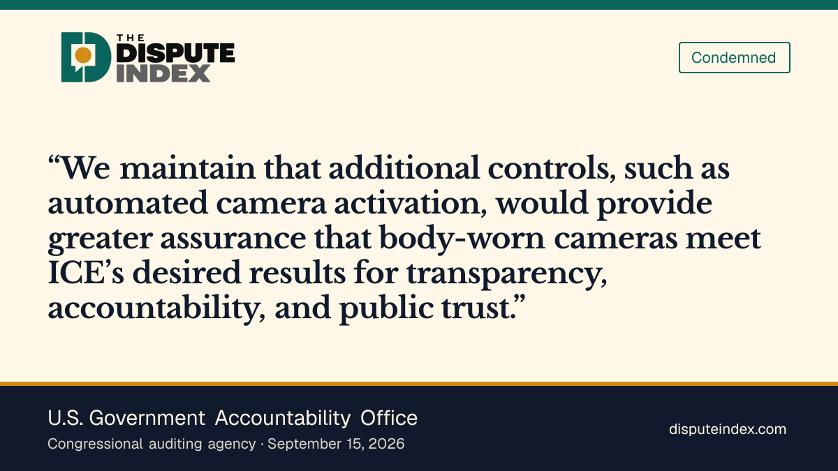 Quote card: U.S. Government Accountability Office, GAO says ICE needs stronger activation controls