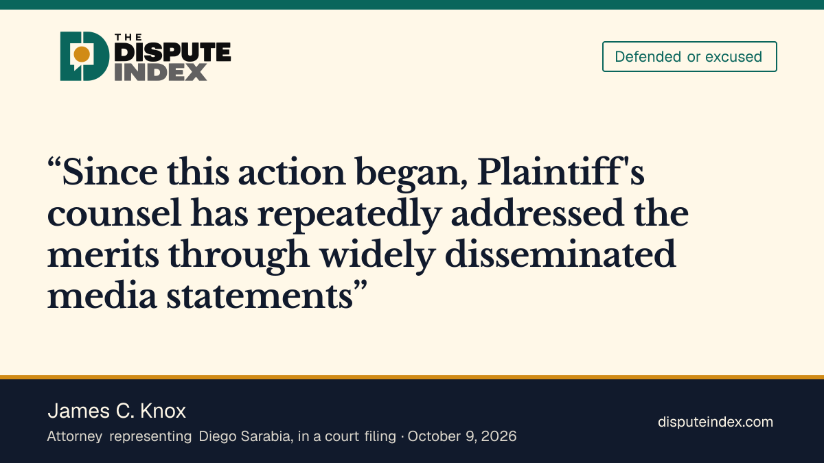 Quote card: James C. Knox, Knox says Jane Doe's lawyer argued the merits in the media