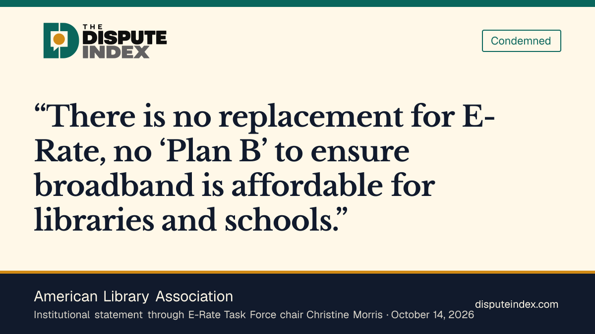 Quote card: American Library Association, ALA says libraries cannot replace E-Rate support