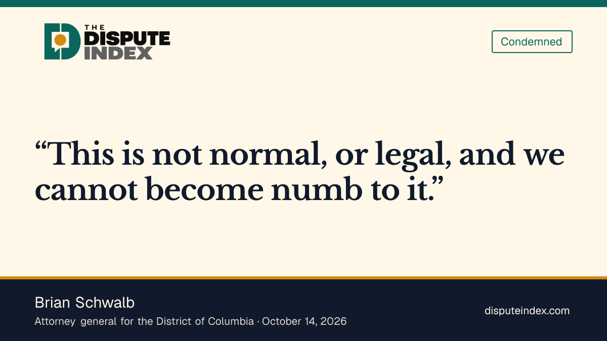Quote card: Brian Schwalb, Schwalb says D.C. military deployment is unlawful