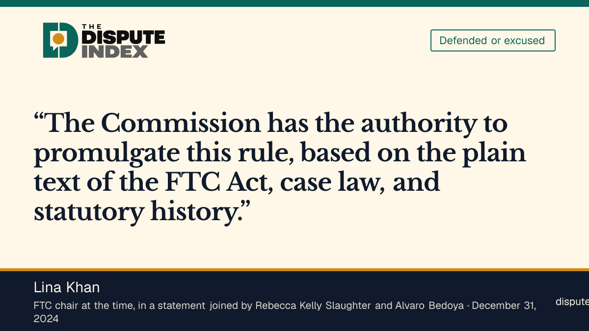 Quote card: Lina Khan, Khan defends rulemaking authority