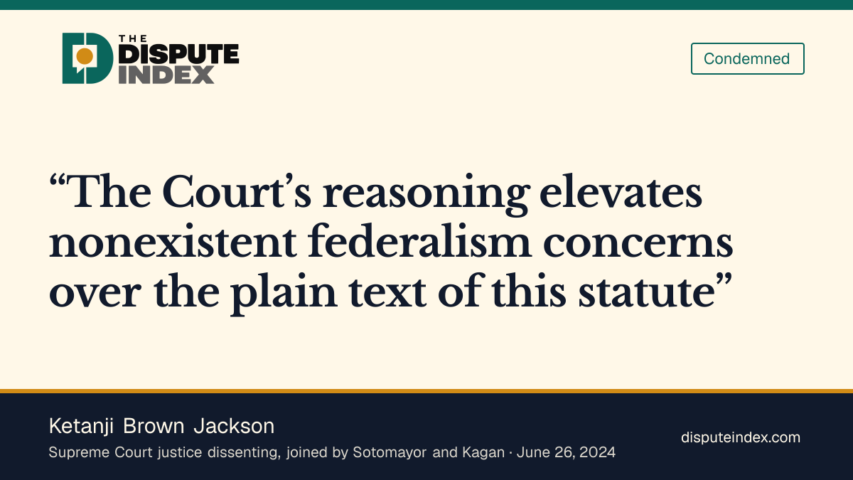 Quote card: Ketanji Brown Jackson, Jackson says the Court elevates federalism concerns over Section 666's text
