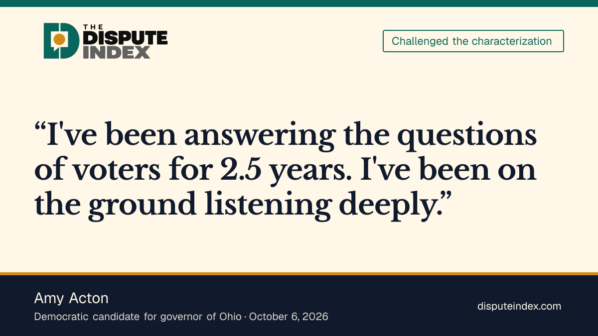 Quote card: Amy Acton, Acton disputes claims that she is unavailable to voters
