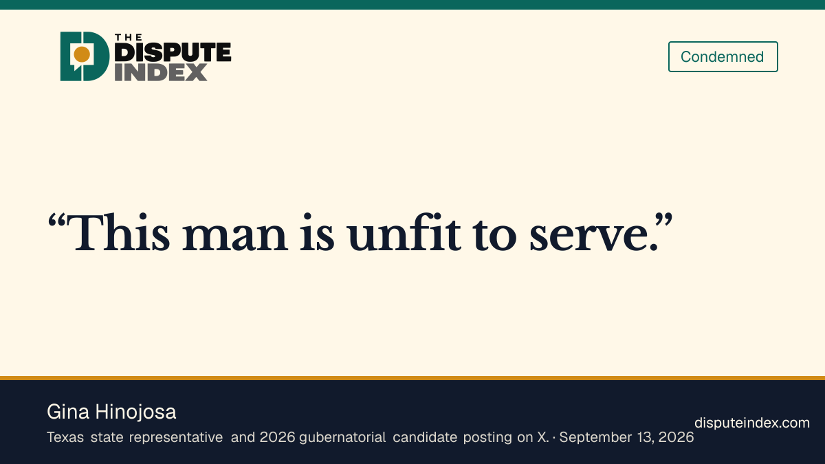 Quote card: Gina Hinojosa, Hinojosa says French is unfit to serve