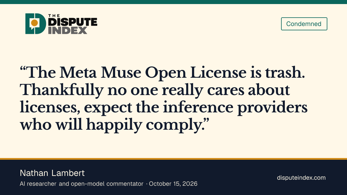 Quote card: Nathan Lambert, Lambert calls Meta's Muse license 'trash'