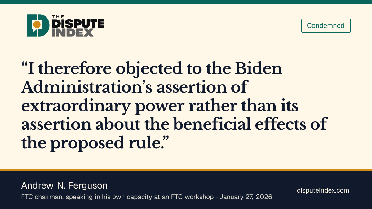 Quote card: Andrew N. Ferguson, Andrew Ferguson renews his objection to the nationwide noncompete rule
