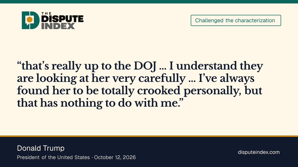 Quote card: Donald Trump, Trump says the search of Omar's home is "really up to the DOJ"