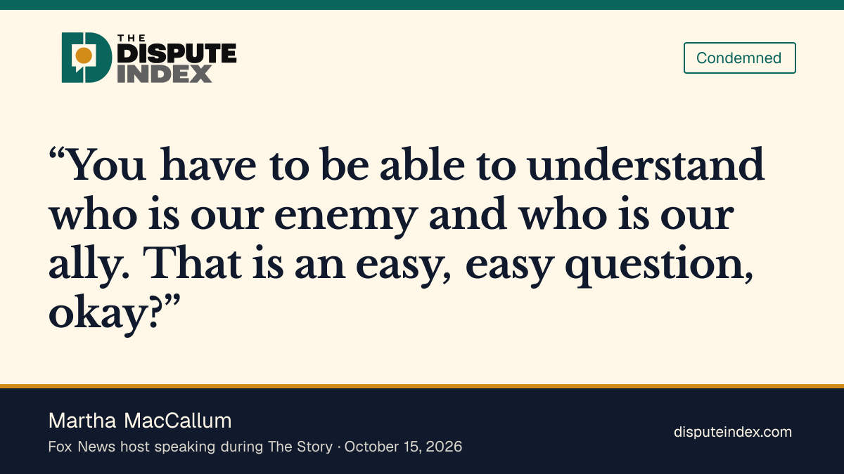 Quote card: Martha MacCallum, MacCallum says El-Sayed must distinguish allies from enemies