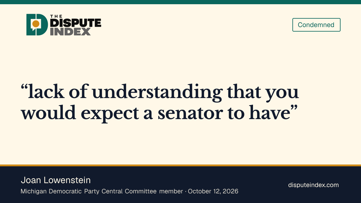 Quote card: Joan Lowenstein, Lowenstein criticizes El-Sayed's responses on Israel