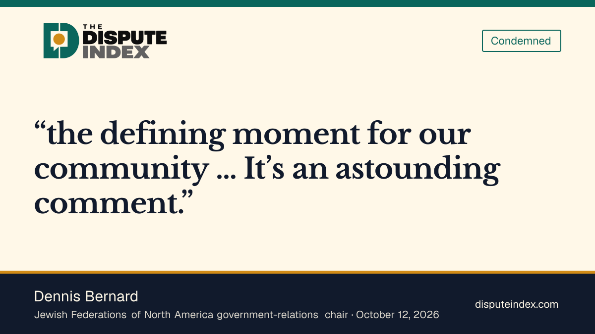 Quote card: Dennis Bernard, Bernard criticizes El-Sayed's Israel-Iran answer