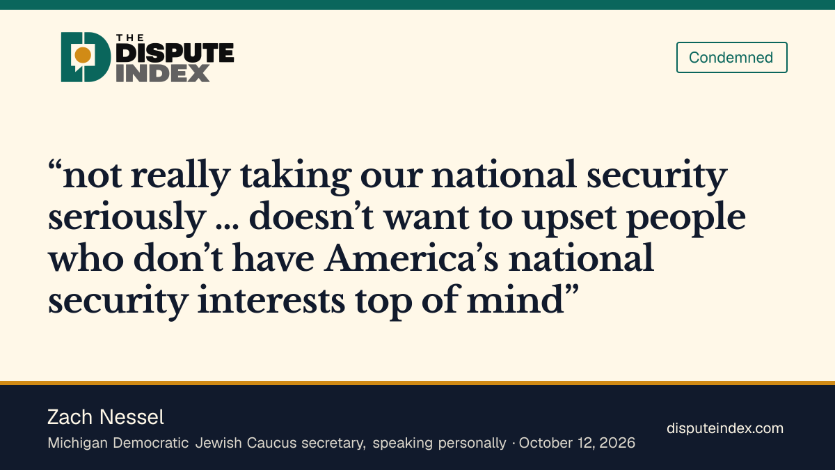 Quote card: Zach Nessel, Nessel criticizes El-Sayed's national-security judgment
