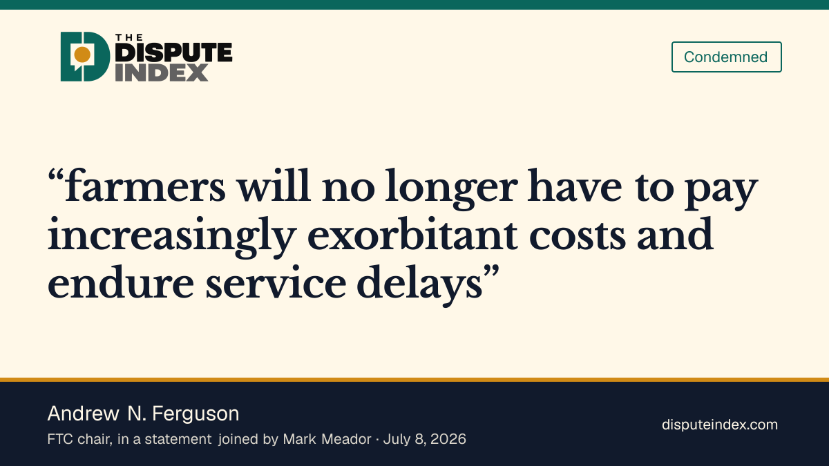 Quote card: Andrew N. Ferguson, Ferguson says Deere settlement will end excessive repair costs and delays