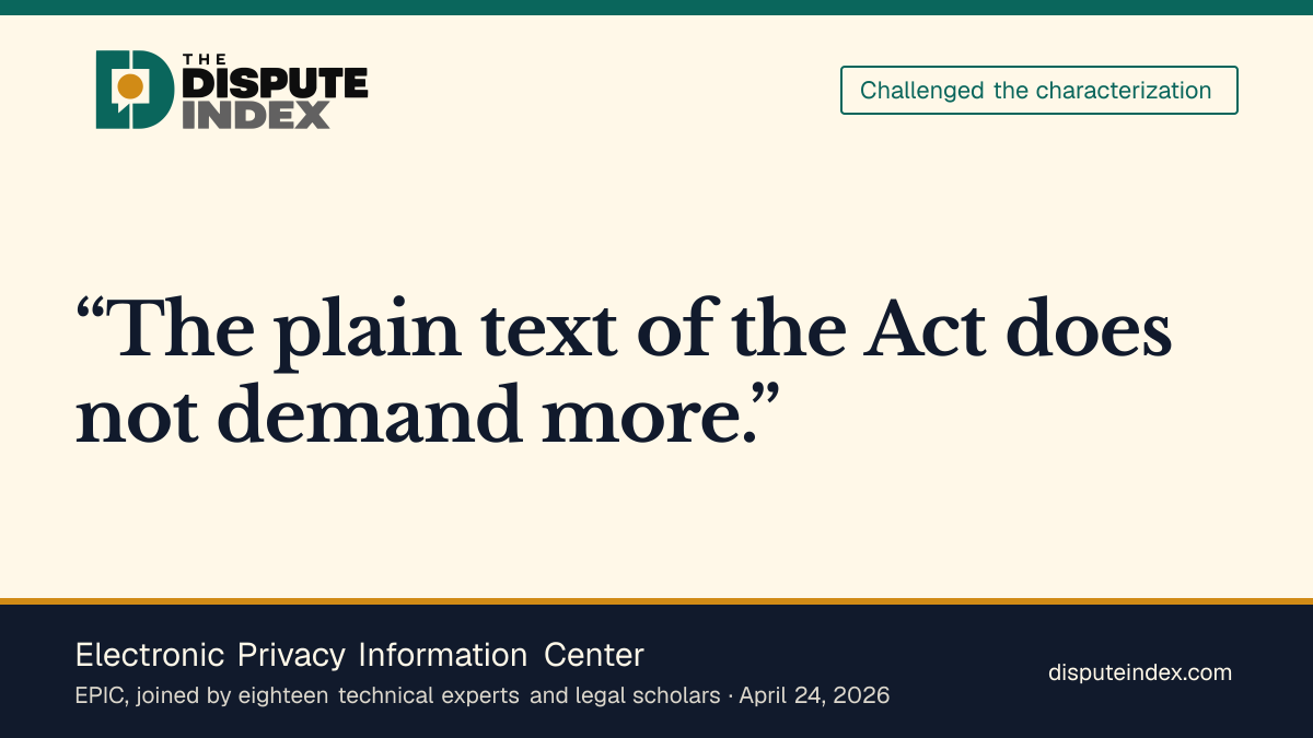 Quote card: Electronic Privacy Information Center, EPIC rejects a video-subscription limit on VPPA consumer status