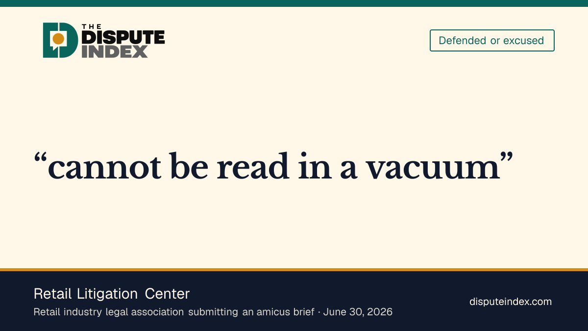Quote card: Retail Litigation Center, Retail Litigation Center backs Paramount's VPPA consumer-status limit